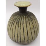 Waistel Cooper (1921-2003) studio pottery solifleur neck vase with sgraffito vertical lines