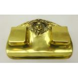 Art Nouveau gilt bronze inkstand with the two inkwells having porcelain liners and decorated with a