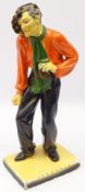 1930's painted chalk figure of a dancing gentleman, signed by Jane Jackson with RD. no.