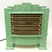 1930s Art Deco enamelled cast iron electric fire of stepped form,
