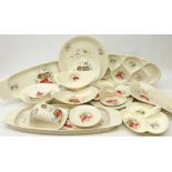 Crown Devon Fieldings 'Oceania' pattern table ware on plain and mottled ground including hors