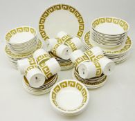 Wedgwood 'Old Gold Keystone' dinner and tea service for twelve persons, a Susie Cooper design,