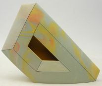 Ben Arnup (British 1954-): Trompe L'oeil stoneware slab built 3D sculpture, signed, H26.