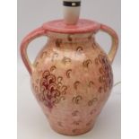 Charlotte Rhead HJ Wood Bursley ware ceramic two handled lamp base,