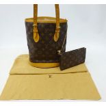 Louis Vuitton Monogram Canvas Petit Bucket bag with accessory pouch,