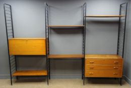 Ladderax black ladder three sectional wall unit, up and under cupboard,