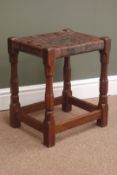 Attributed to Robert Thompson of Kilburn (Mouseman) - oak stool,