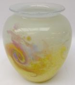 Monart glass vase decorated in the 'Paisley Shawl pattern & HF shape, H17.
