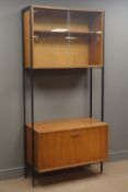 1970s 'Avalon' ladderax type teak wall unit, top section with sliding glass doors,