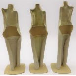 Set of three Kate Thompson studio pottery figural sculptures,