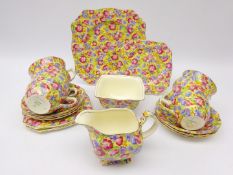 Royal Winton Grimwades 'Royalty' pattern tea set comprising six cups and saucers, four tea plates,