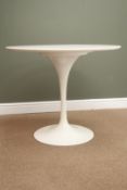 After Eero Saarinen - 'Tulip' type circular white finish dining table on tapering support with