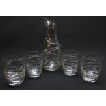 Jasper Conran for Stuart Crystal carafe and four tumblers in the Aura pattern,