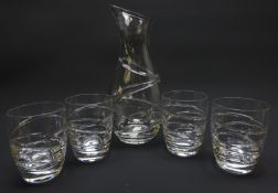 Jasper Conran for Stuart Crystal carafe and four tumblers in the Aura pattern,