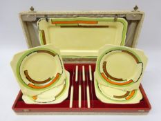 Art Deco Myott & Sons Sandwich set in original case with knives,