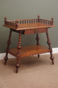 Late 19th century walnut side table, galleried rectangular moulded top above drawer,