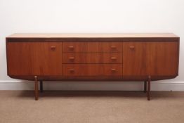 White & Newton - 1970s teak sideboard, two cupboards and three central drawers,