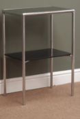 Art Deco period side table, chrome tubular framed with inset black glass top and undertier,