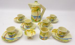 Clarice Cliff 'Patina Country' fifteen piece coffee service,