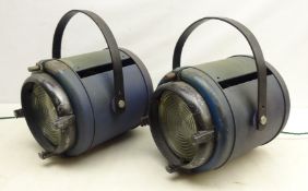 Pair of vintage Furse stage/ theatre lights with hanging bar, plaque to rear, rewired,