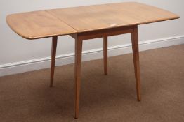 1960s ercol dining table, elm drop leaf top, 136cm x 73cm,