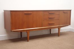 Jentique - 1970s teak sideboard, three centre drawers, double cupboard and single cupboard, W183cm,