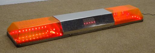 1980s vintage recovery vehicle roof bar light, polished chromed metal and orange plastic,