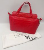 Lulu Guinness crocodile effect red leather 'Hillary' handbag with dust bag Condition