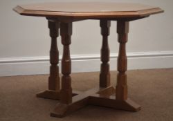 Yorkshire Oakleaf craftsman made hexagonal coffee table, four supports joined by floor stretchers,