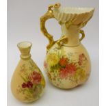 Royal Worcester blush ivory jug no. 1507, H21.5 and vase no.