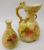 Royal Worcester blush ivory jug no. 1507, H21.5 and vase no.