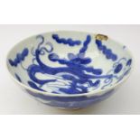 18th/ 19th century Fujian Province Dehua blue and white bowl with character mark,