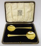 Pair of George Vl silver-gilt preserve spoons, by Elkington & Co, Birmingham 1929,