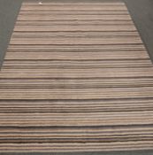 Modern Indian super handloom wool rug, steel grey stripped field,