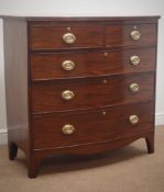 Early 19th century inlaid mahogany bow front chest,