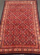 Araak blue ground rug, repeating field and border,