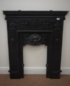 Cast iron fire insert with moulded floral detailing, 'The Gallery', W86cm,