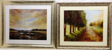 Rural Landscapes, two contemporary prints in modern frames overall max 82.
