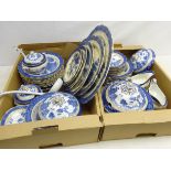 Booths Real Old Willow blue and white dinner service in two boxes Condition Report