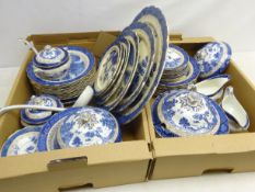 Booths Real Old Willow blue and white dinner service in two boxes Condition Report