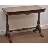 Victorian walnut swivel folding card table, green baize,