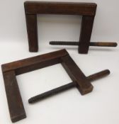 Pair vintage stained beechwood G-Clamps, H60cm Condition Report <a href='//www.