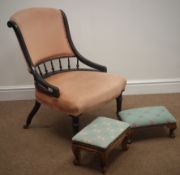 Edwardian ebonised upholstered chair,