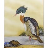 'Red Breasted Merganser', 20th century watercolour signed titled and dated '83 by R.