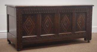 18th century and later oak heavily carved chest,