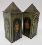 Two Huntley and Palmers WWI Sentry box tins with Soldiers of England, Russia, France, Belgium,