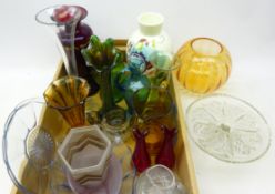 Victorian and later glass including a clear glass trumpet shaped vase,