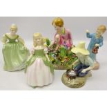 Four Royal Doulton figures - 'Fair Maiden' HN 2211, 'Wee Willie Winkie' HN2050,