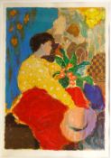 Seated Lady in a Cafe, 20th century limited edition lithograph No121/350 indistinctly signed 94.