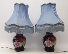 Pair Oriental table lamps in the form of ginger jars with shades,